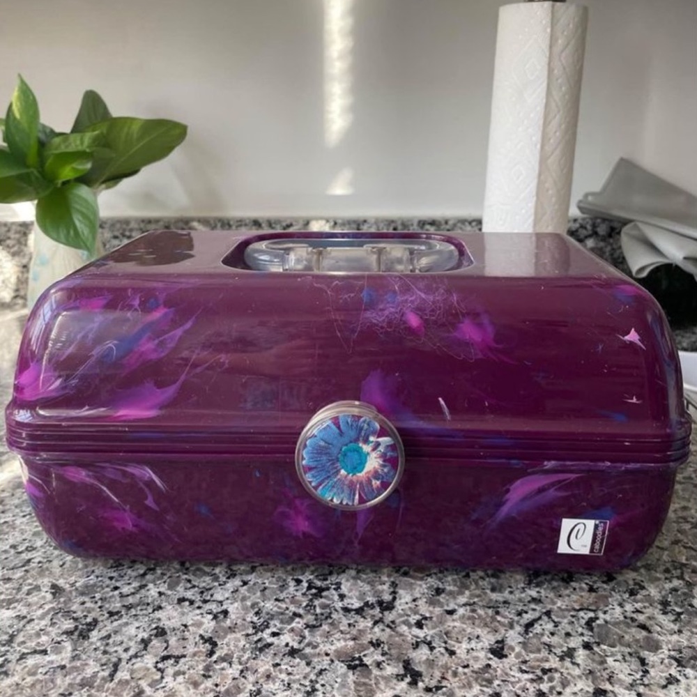 Caboodle Purple/Blue Color Collisions Organizer Marble Makeup Case